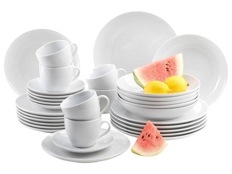 MÄSER Serie Barca, Kombiservice 30-teilig, Tellerset für 6 Personen, weiß, Porzellan Osterangebot