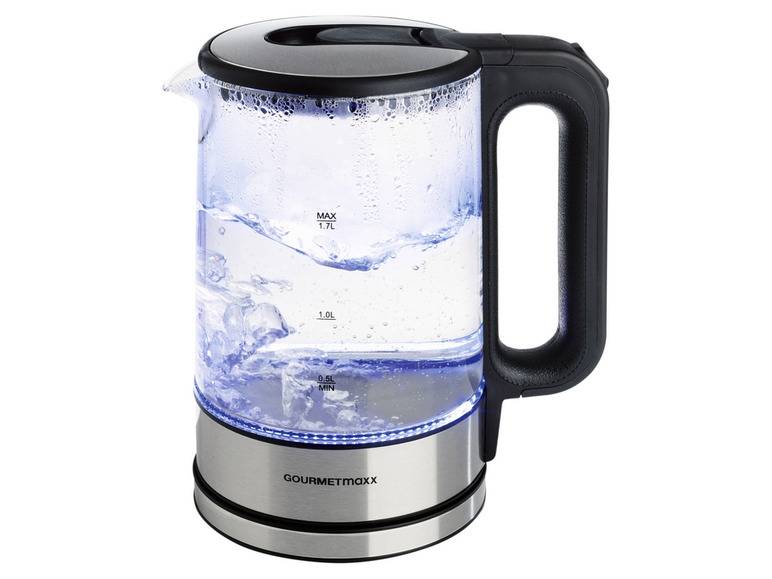 GOURMETmaxx Glas-Wasserkocher, 1,7 l, kabellos, LED Schlussverkauf