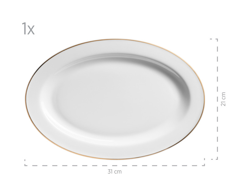MÄSER Serie Professional Dining, Zubehör Set aus Müslischalen, Eierbechern, Schüsseln, Zuckerdose, Milchkännchen, Dipschälchen und Servierplatten, 24-teilig, Weiß mit Goldrand Heißer Verkauf
