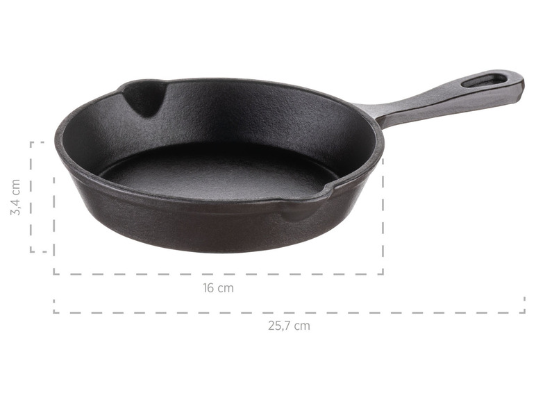 MÄSER Mini Gusseisenpfanne, Ø 16 cm, mit Servierbrett Sonderangebot der Fabrik