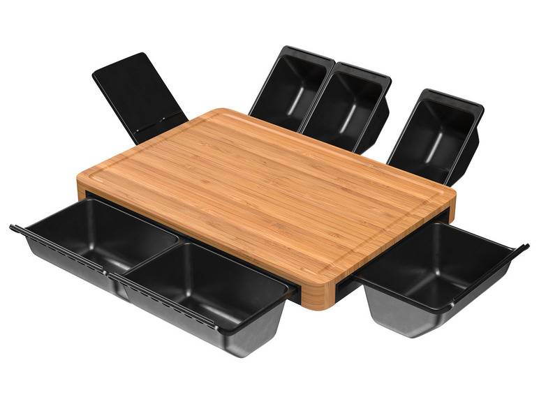 GSW Kochtopf-Set 7tlg. Shadow Stahl-Emaille rot + ERNESTO® Multifunktionales Schneidebrett Outlet