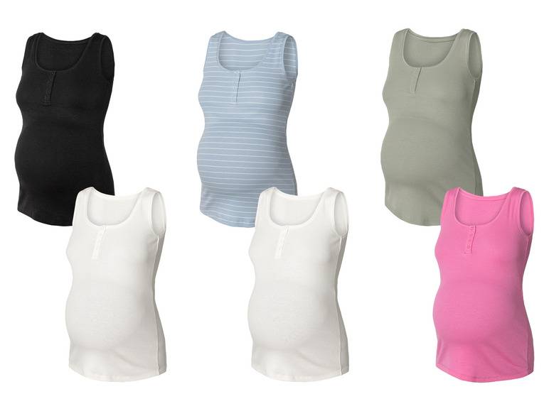 esmara® Damen Umstands-Ripptops, 2 Stück, mit Baumwolle 2025
