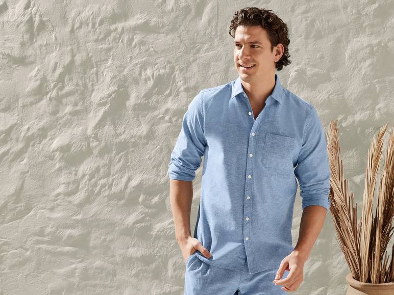LIVERGY® Herren Leinenhemd mit Kentkragen Fabrik Onlineshop