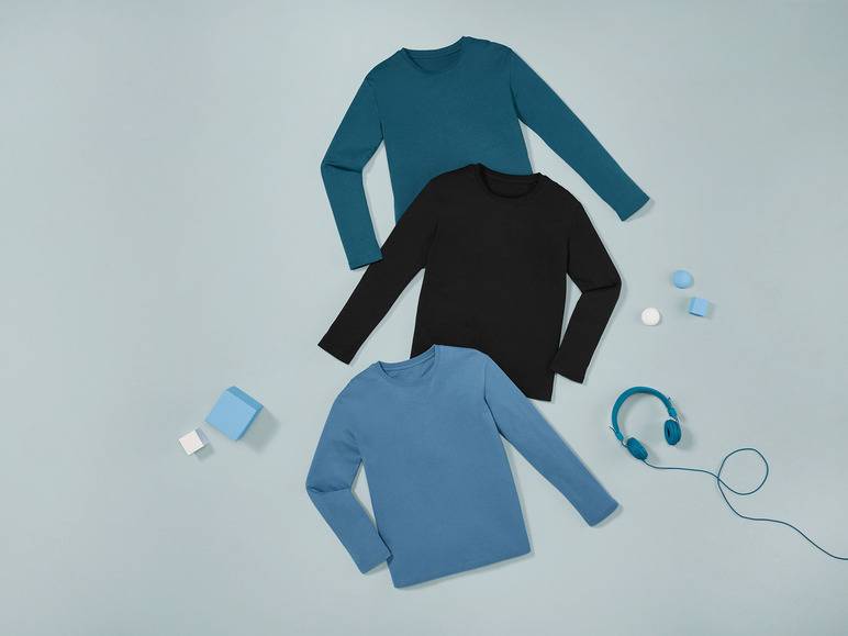 pepperts!® Kinder Jungen Langarmshirts, 3 Stück, mit Rundhalsausschnitt Speichern exportieren