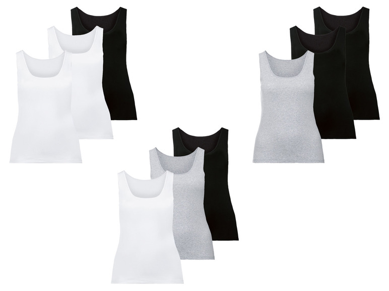 esmara® Damen Achselhemd, 3 Stück, mit hohem Baumwollanteil Fabrik Onlineshop
