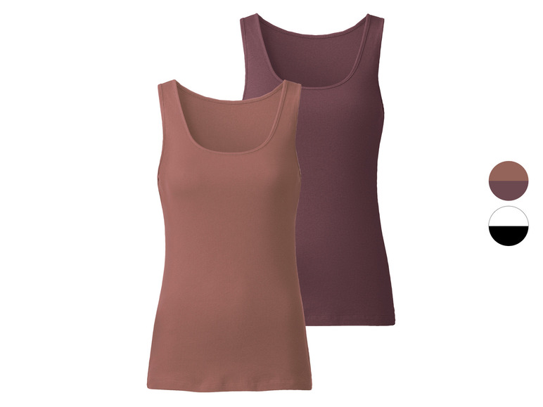 esmara® Damen Tops, 2 Stück, in anschmiegsamer Ripp-Qualität Blitzangebot