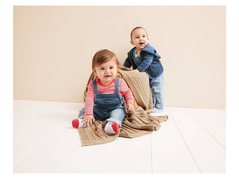 lupilu® Baby Latzhose Sweatdenim, mit Bio-Baumwolle Räumungsverkauf