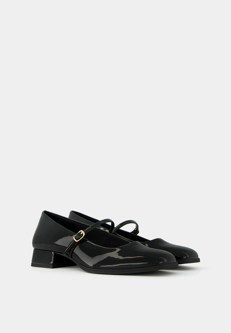 Bershka Bershka BLOCK-HEEL MARY JANES - Ankle strap ballet pumps - black Fabrikladen
