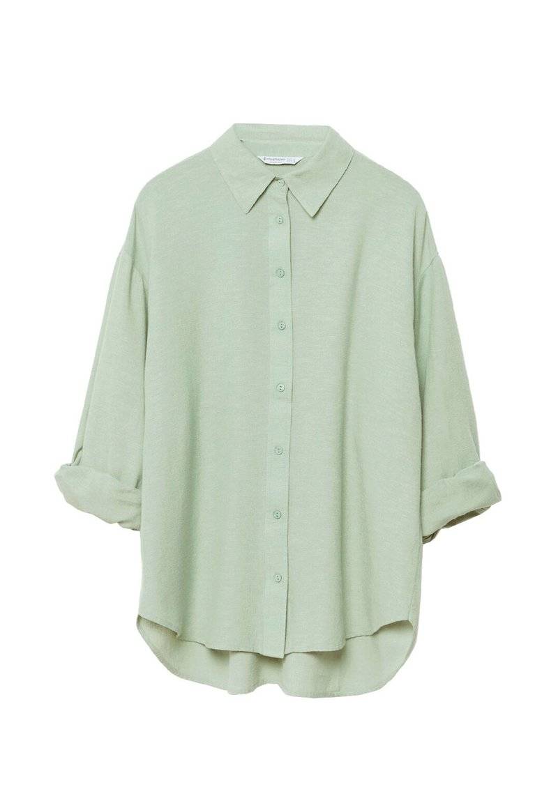 Stradivarius Stradivarius RUSTIKALES DAILY - Button-down blouse - khaki Limitierter Zeitrabatt