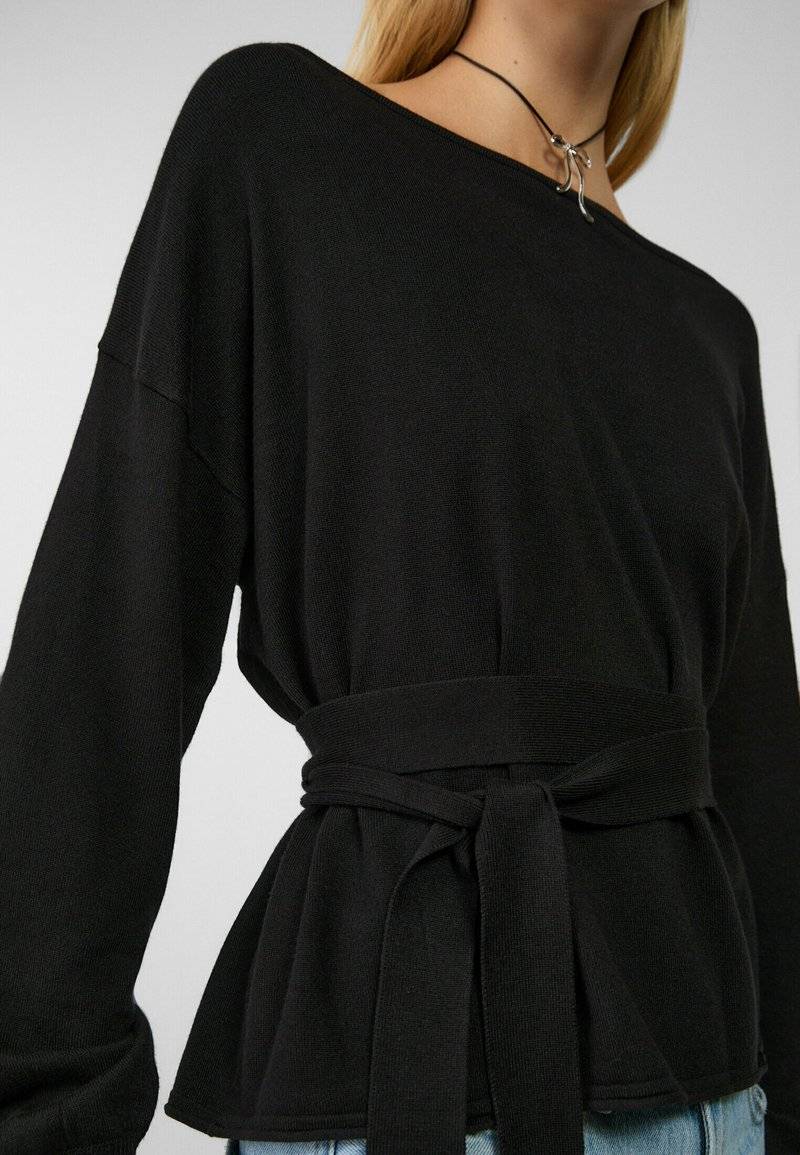 Stradivarius Stradivarius BOAT NECK - Jumper - black Günstig kaufen