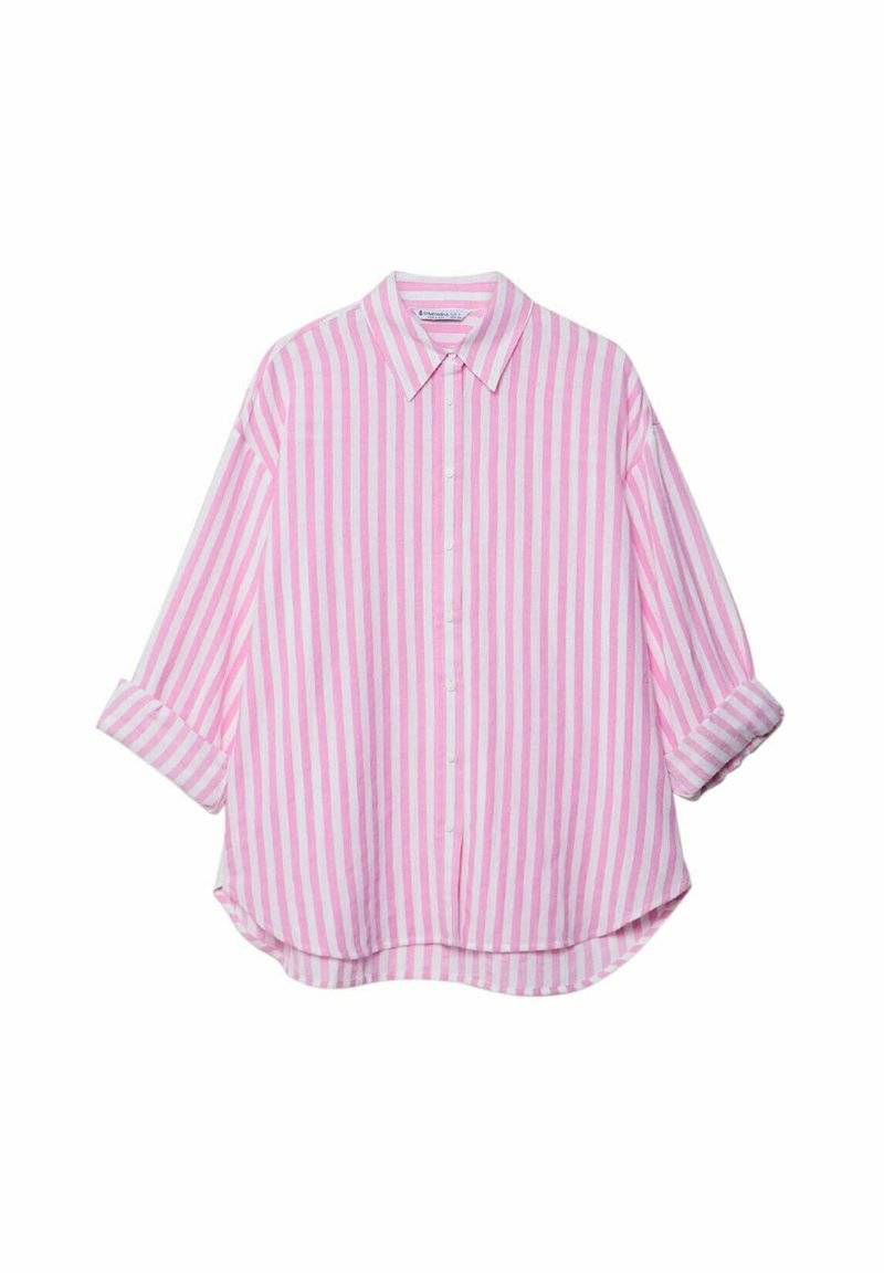 Stradivarius Stradivarius STRIPED - Button-down blouse - light pink Großer Ausverkauf