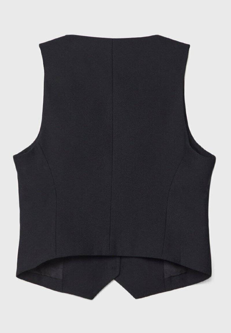 Stradivarius Stradivarius SHORT BUTTONED - Waistcoat - black Black Friday