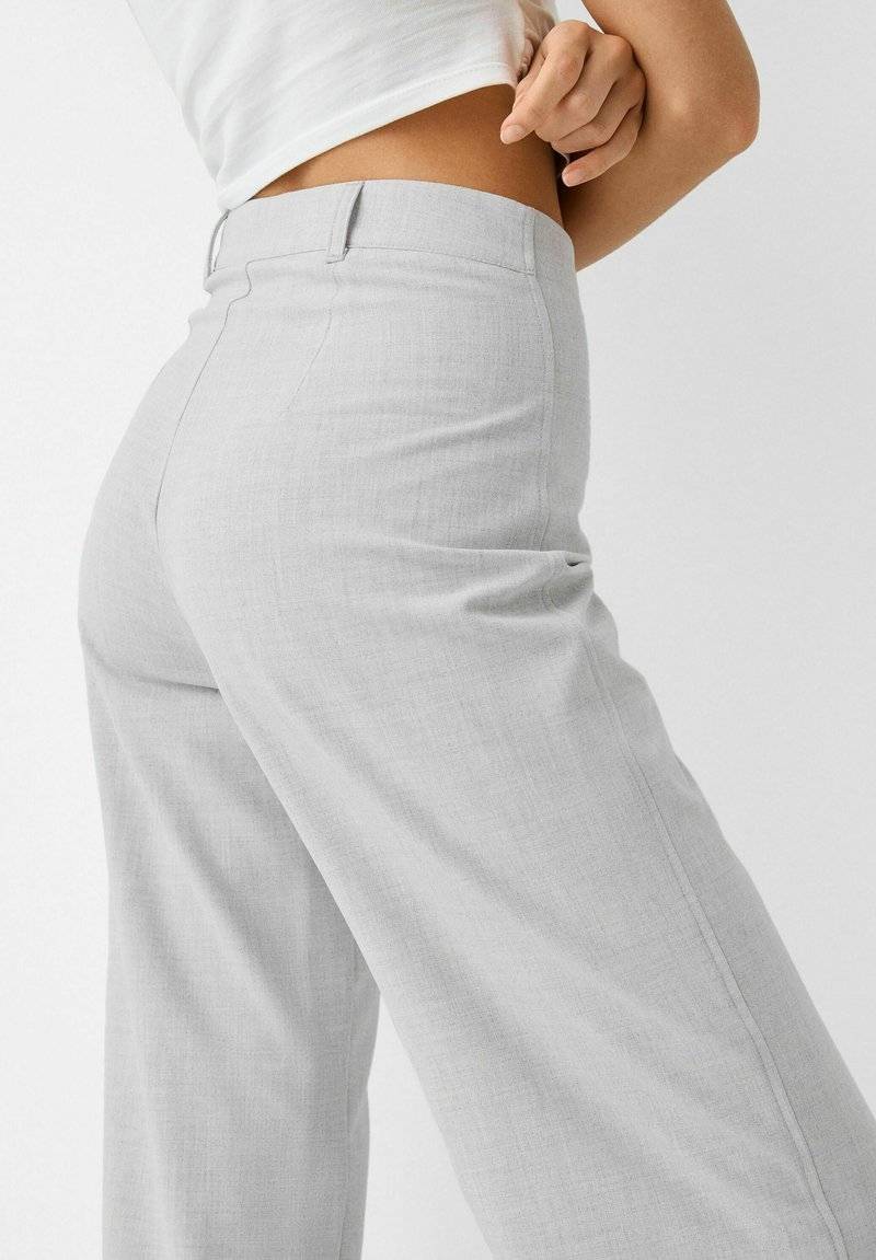Bershka Bershka WIDE TAILORED - Trousers - mottled grey Großer Ausverkauf