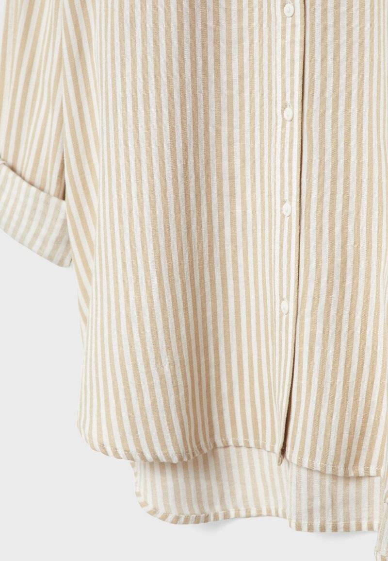 Stradivarius Stradivarius STRIPED - Button-down blouse - stone Exklusivangebot