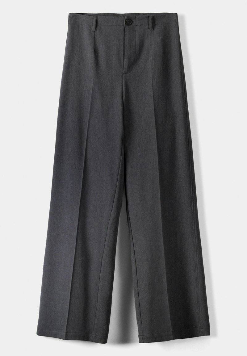 Bershka Bershka WIDE TAILORED - Trousers - mottled dark grey Saisonschlussverkauf