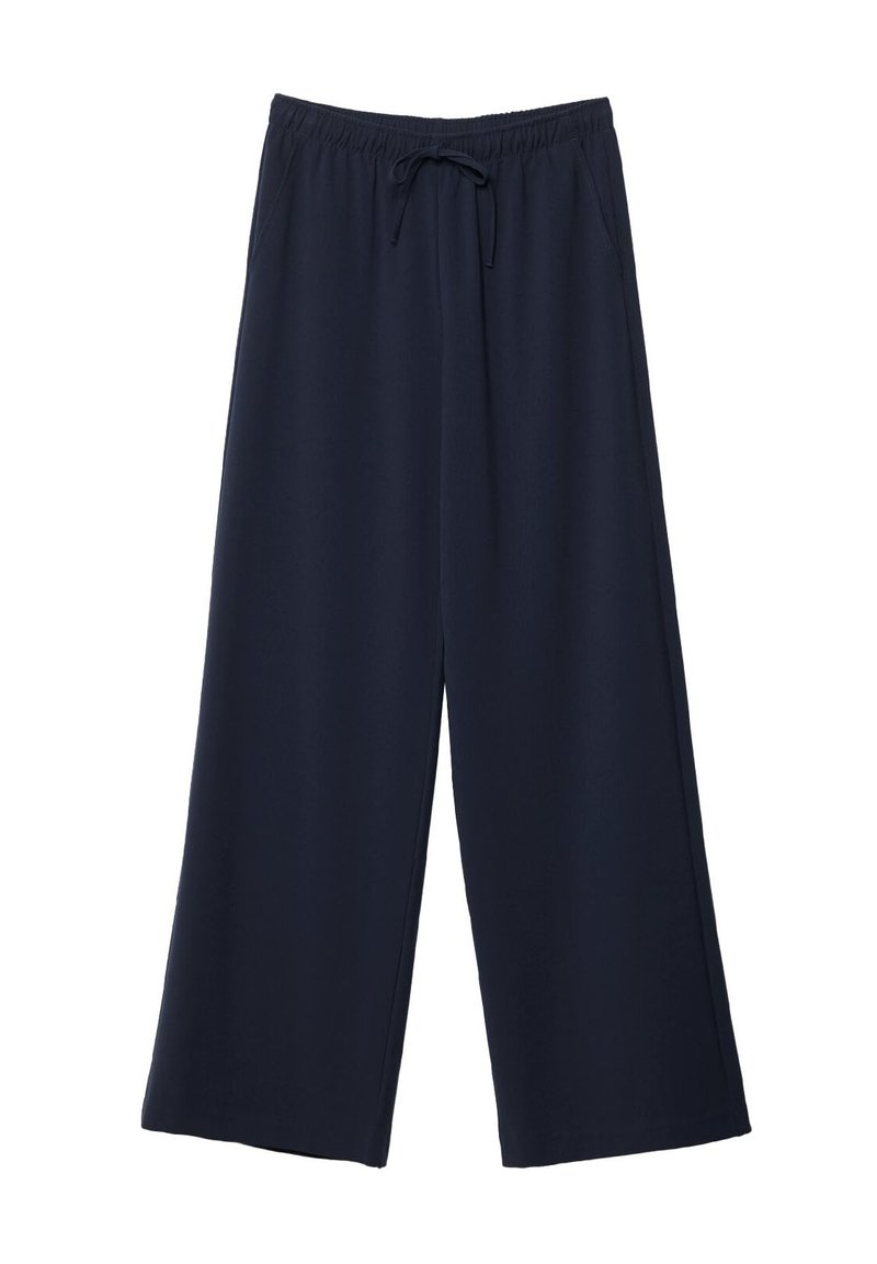 Stradivarius Stradivarius LONG FLOWING - Trousers - mottled dark blue Cyber Monday