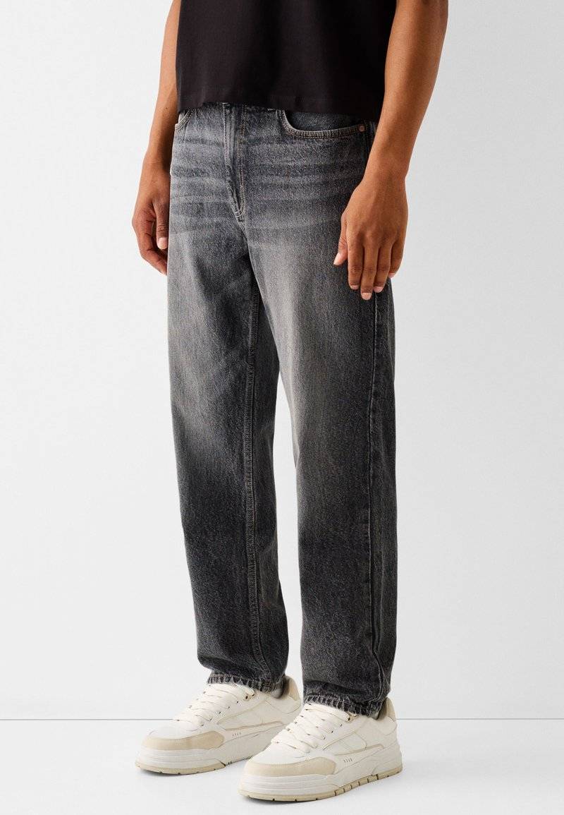 Bershka Bershka Straight leg jeans - mottled dark grey Fabrikverkauf