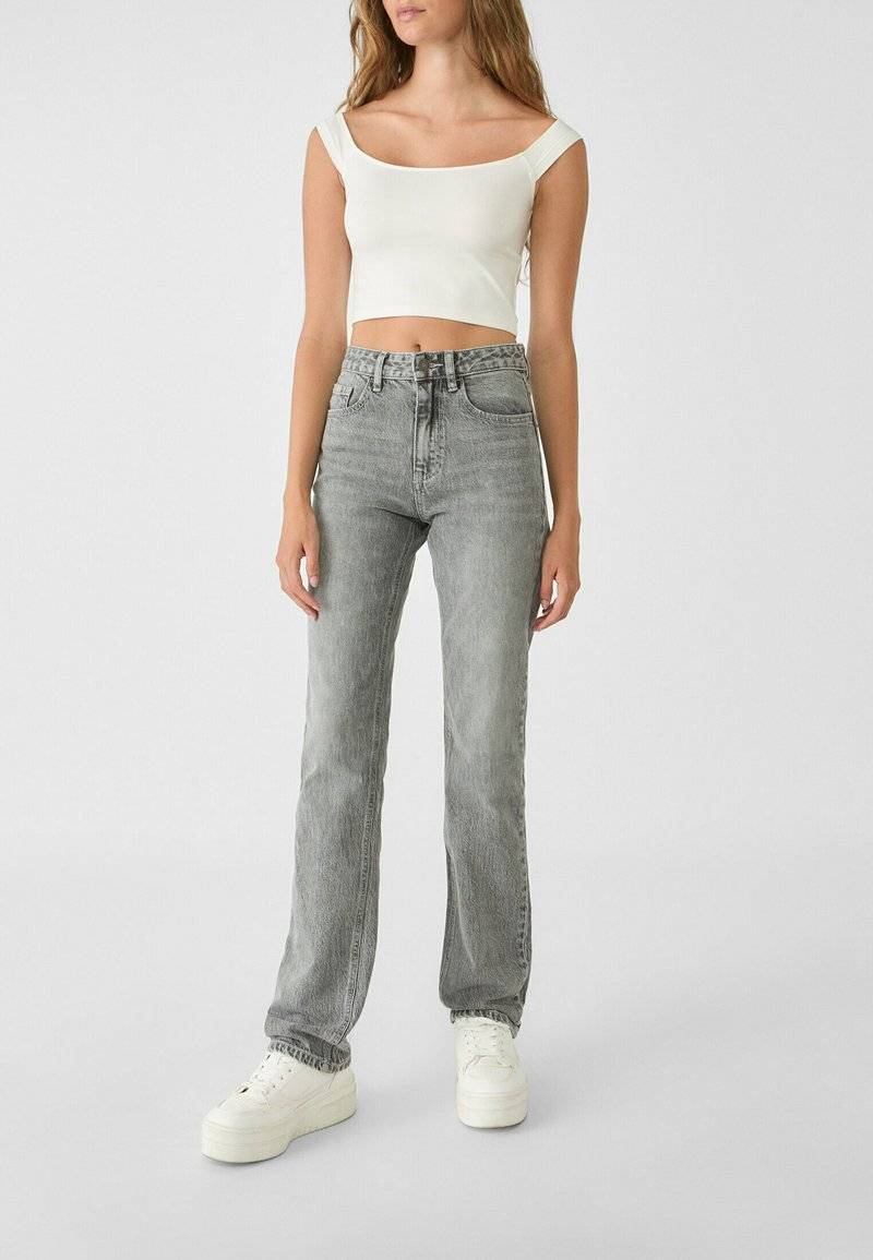Stradivarius Stradivarius Straight leg jeans - grey denim Rabatt