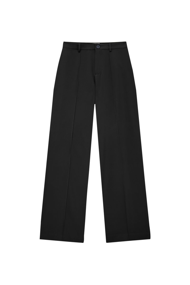PULL&BEAR PULL&BEAR IM REGULAR-FIT MIT ZIERNAHT VORNE - Trousers - black Exklusivangebot