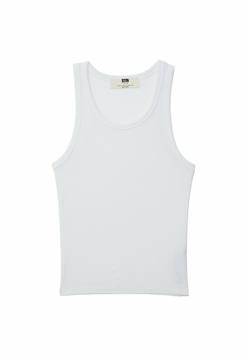 Stradivarius Stradivarius RACERBACK - Top - white denim Jubiläumsangebot