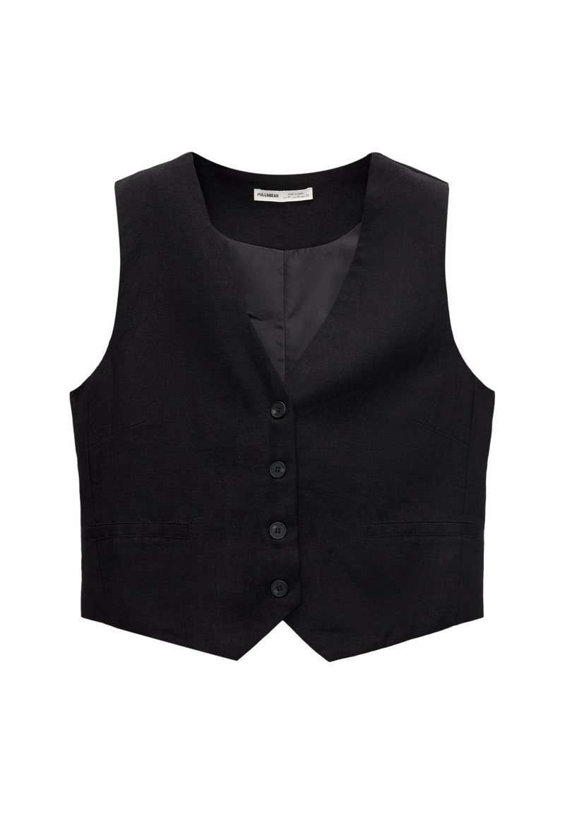 PULL&BEAR PULL&BEAR BASIC RUSTIC - Waistcoat - black Exklusivangebot