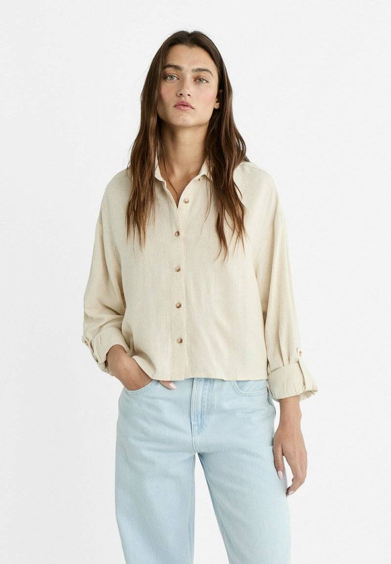 Stradivarius Stradivarius Button-down blouse - stone Hotsell