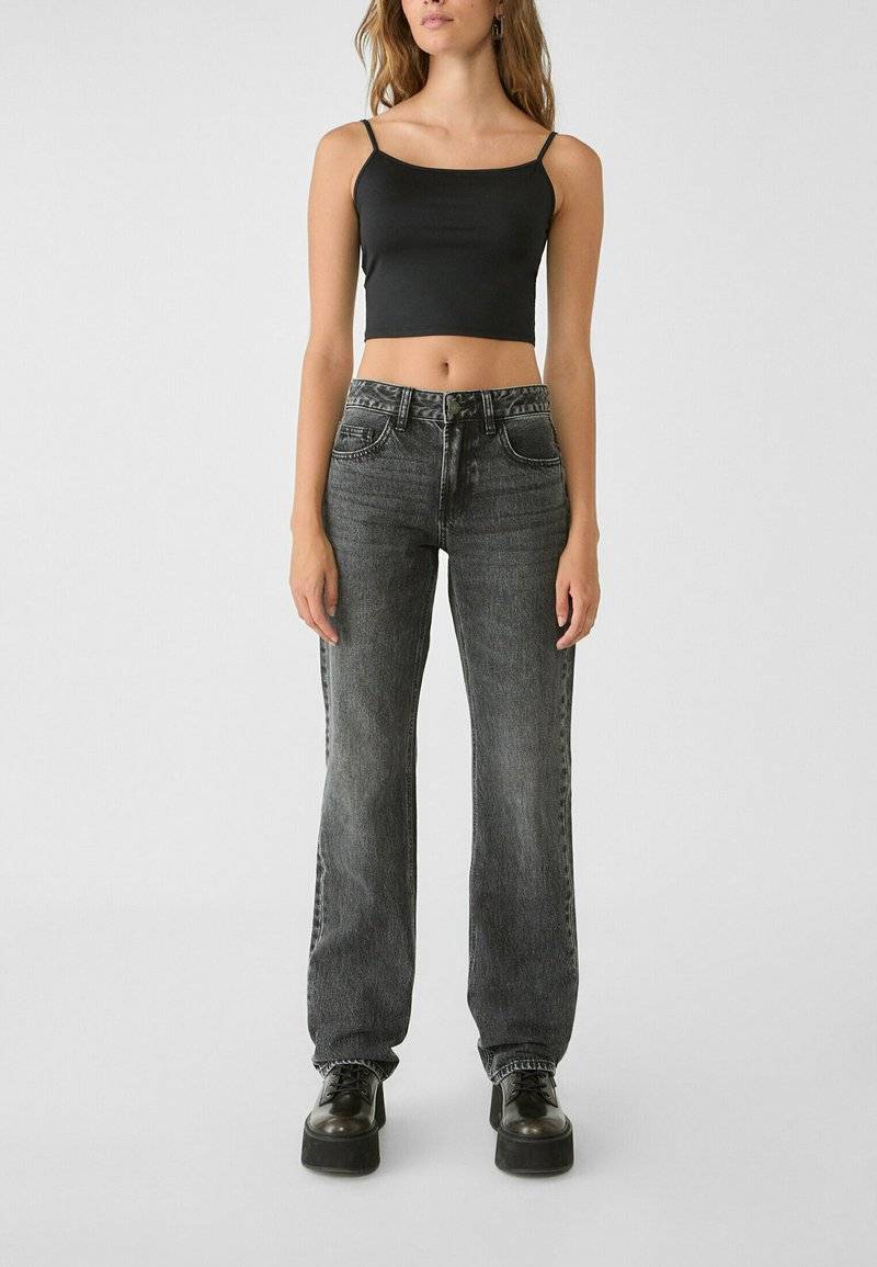 Stradivarius Stradivarius Straight leg jeans - dark grey Schlussverkauf