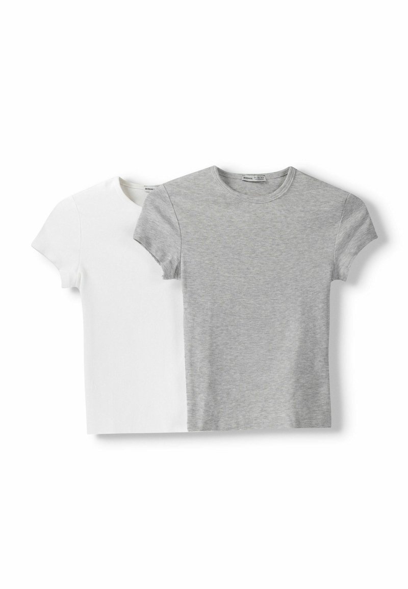 Bershka Bershka SHORT SLEEVE ROUND NECK 2 PACK - Basic T-shirt - white Sonderangebot