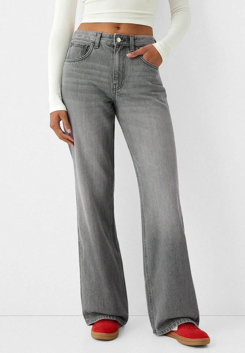Bershka Bershka Flared Jeans - mottled dark grey Flash Sale