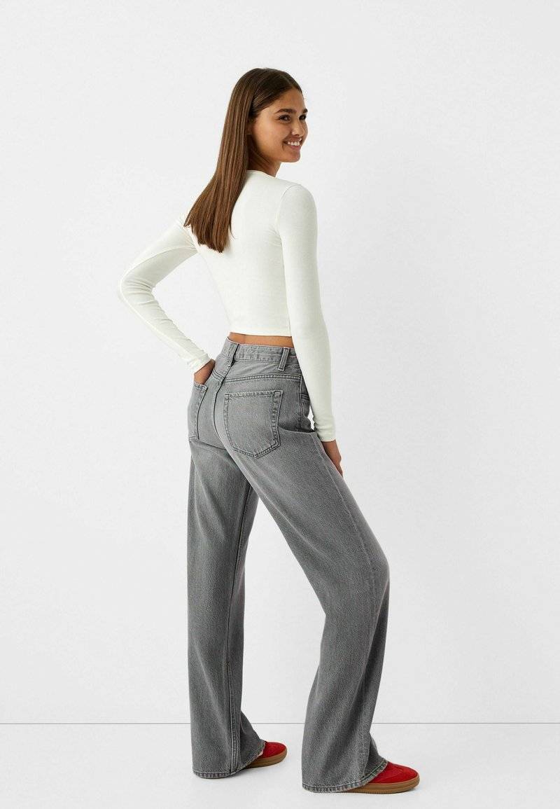 Bershka Bershka Flared Jeans - mottled dark grey Flash Sale
