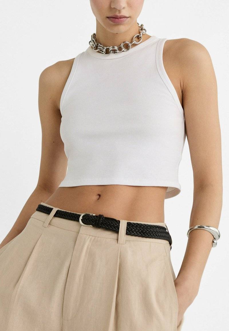 Stradivarius Stradivarius WITH BELT - Trousers - beige Begrenztes Angebot