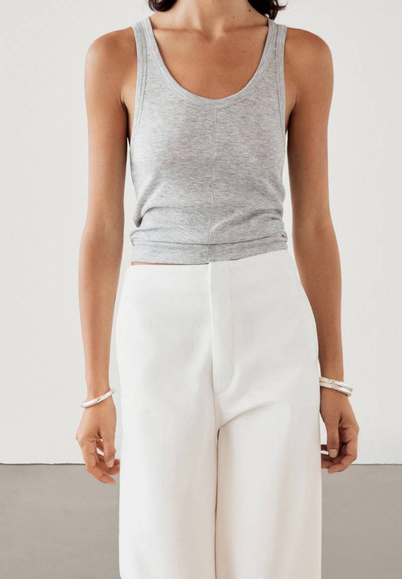 Massimo Dutti Massimo Dutti HIGH-WAIST FLARED - Trousers - white Saisonschlussverkauf