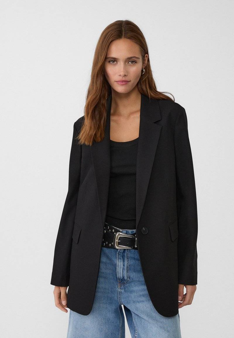 Stradivarius Stradivarius REGULAR FIT - Short coat - black Exklusive Angebote