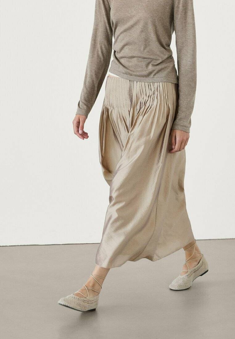 Massimo Dutti Massimo Dutti Pleated skirt - beige Exklusivangebot