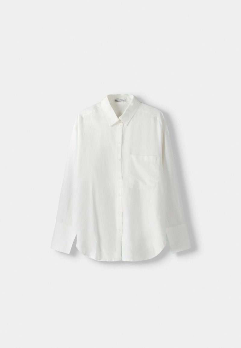 Bershka Bershka OVERSIZE - Button-down blouse - white Muttertagsangebot