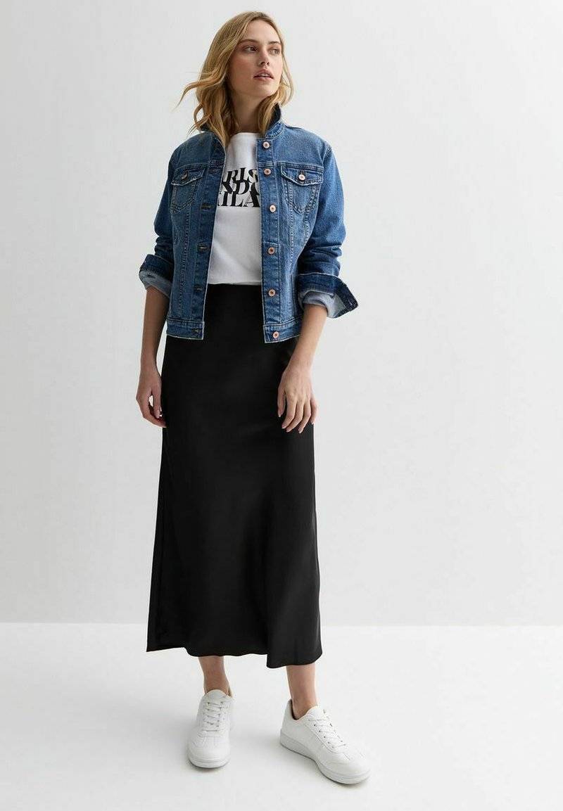 New Look New Look BIAS CUT MIDI - A-line skirt - black Exklusive Angebote