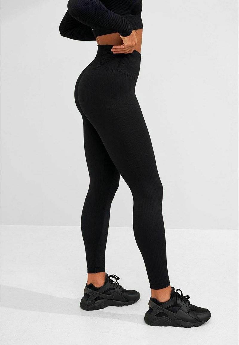 aim’n® aim’n® RIBBED SEAMLESS - Leggings - black Riesige Rabatte