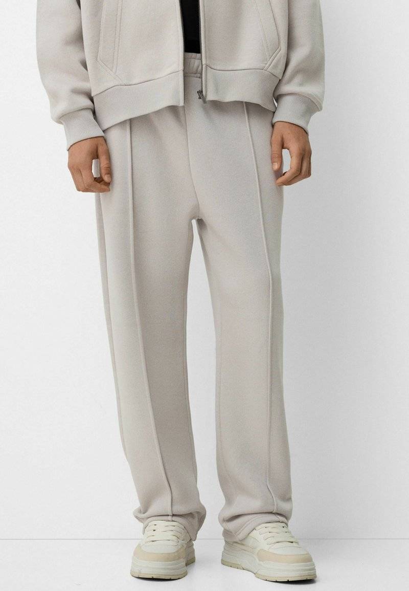 Bershka Bershka SET Zip-Up Sweatshirt + WIDE LEG - Tracksuit - white Begrenzte Freigabe