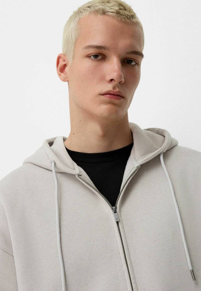 Bershka Bershka SET Zip-Up Sweatshirt + WIDE LEG - Tracksuit - white Begrenzte Freigabe