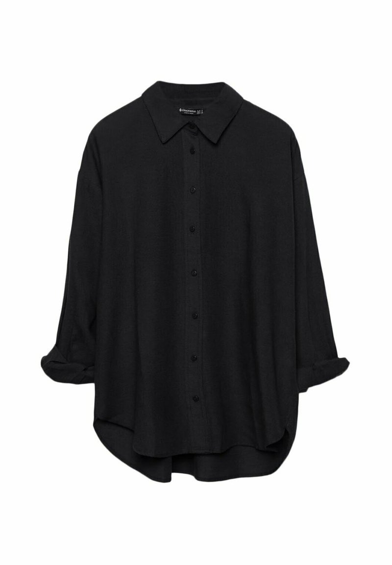 Stradivarius Stradivarius RUSTIKALES DAILY - Button-down blouse - black Neueste Stile