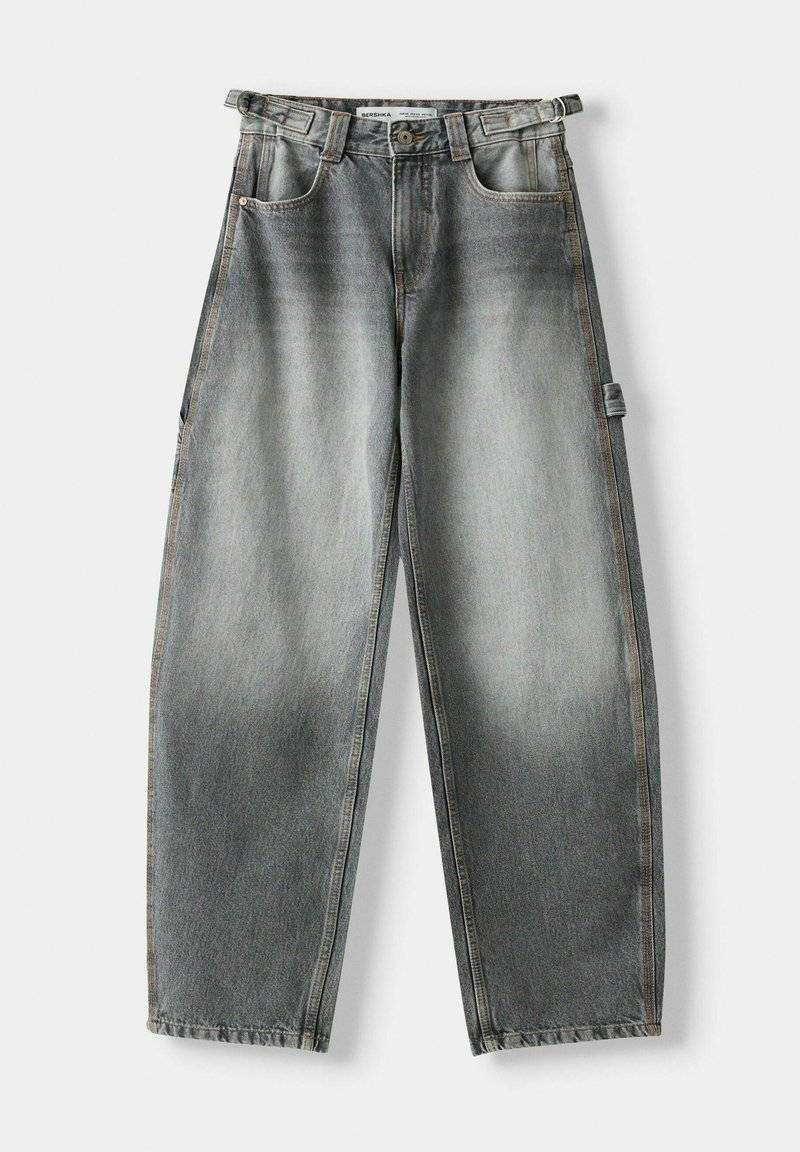 Bershka Bershka WIDE BALLOON CARPENTER - Relaxed fit jeans - grey Bis zu 50% Rabatt