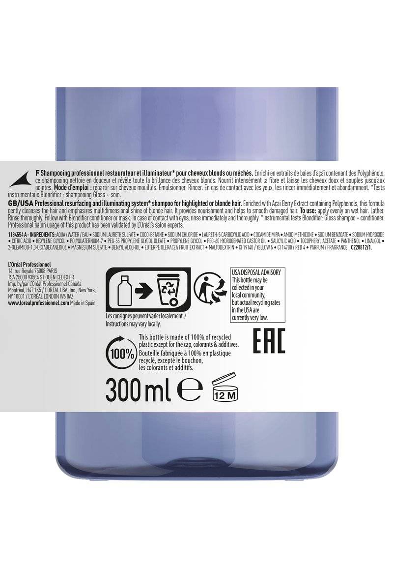 L'OREAL PROFESSIONNEL L'OREAL PROFESSIONNEL BLONDIFIER SHAMPOO GLOSS FOR HIGHLIGHTED OR BLONDE HAIR - Shampoo zollfrei