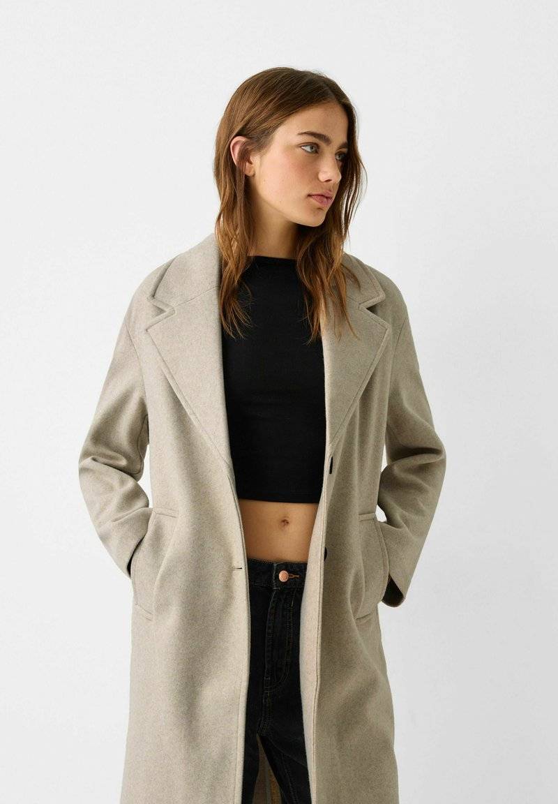 Bershka Bershka SOFT - Classic coat - white Letzte 2 Tage