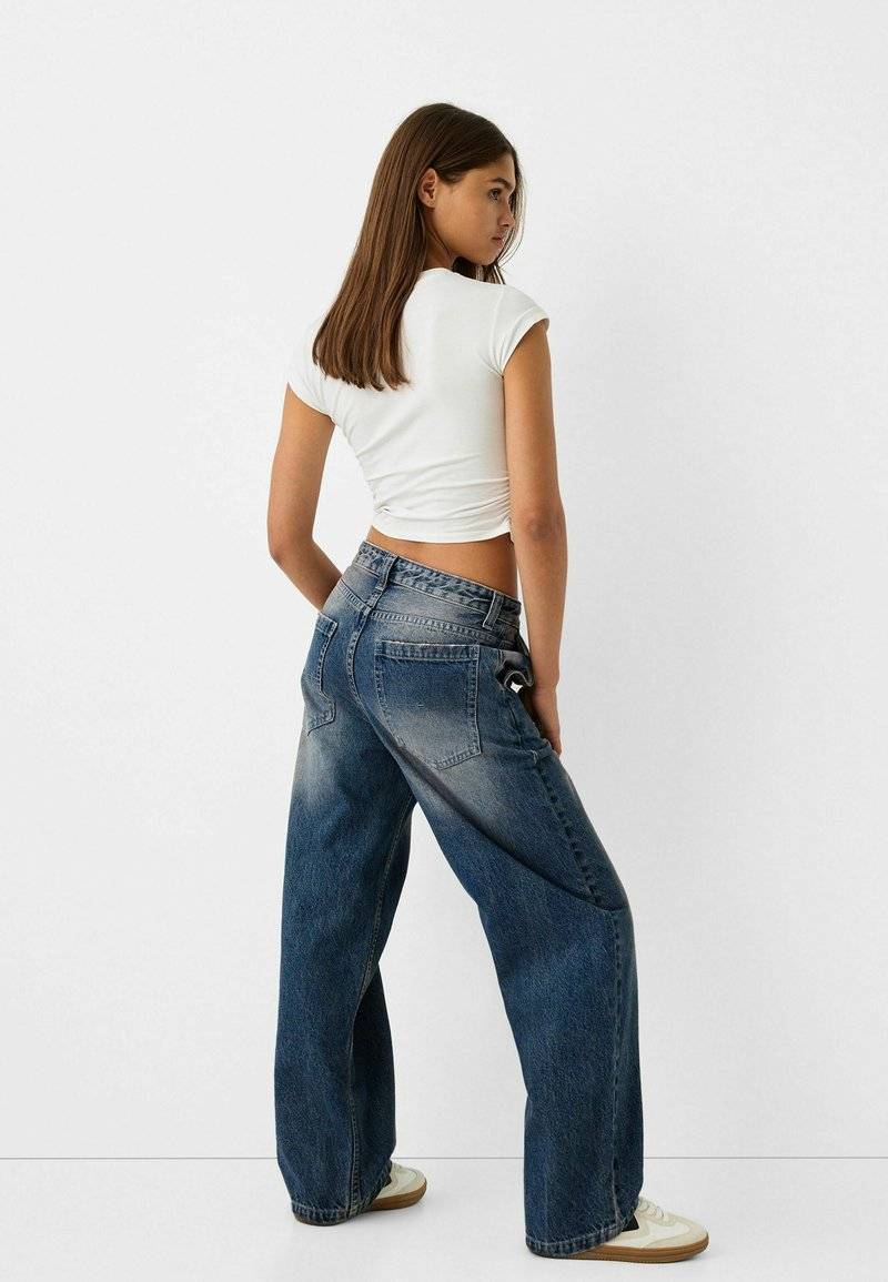 Bershka Bershka Relaxed fit jeans - dark blue Kostenloser Versand international
