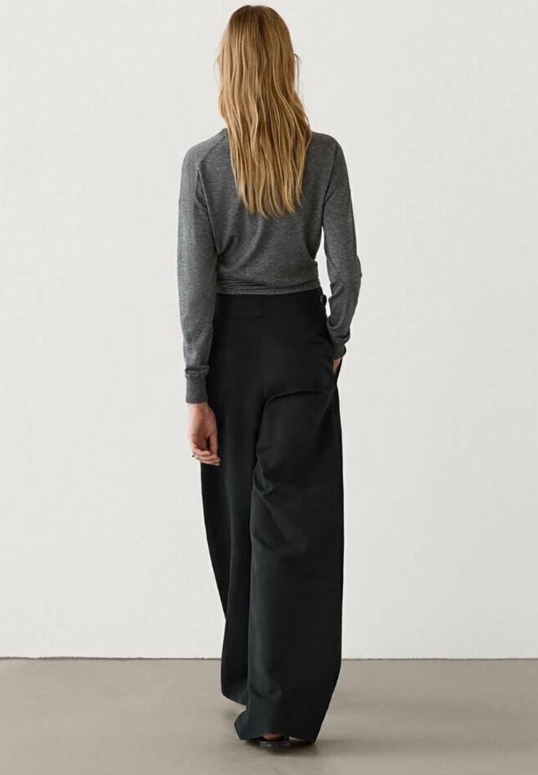 Massimo Dutti Massimo Dutti WIDE-LEG - Trousers - black Black Friday Preise