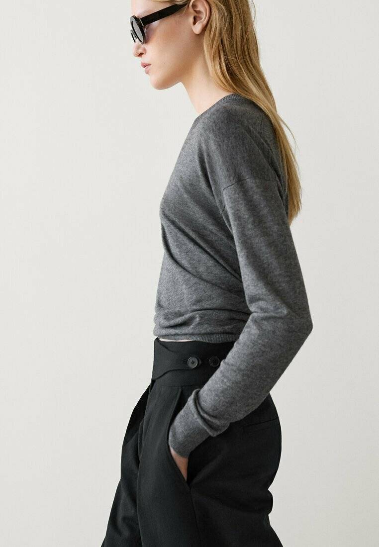 Massimo Dutti Massimo Dutti WIDE-LEG - Trousers - black Black Friday Preise