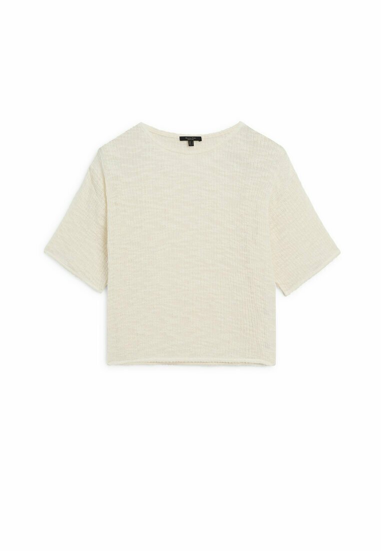 Massimo Dutti Massimo Dutti TEXTURED - Basic T-shirt - beige Bis zu 50% Rabatt