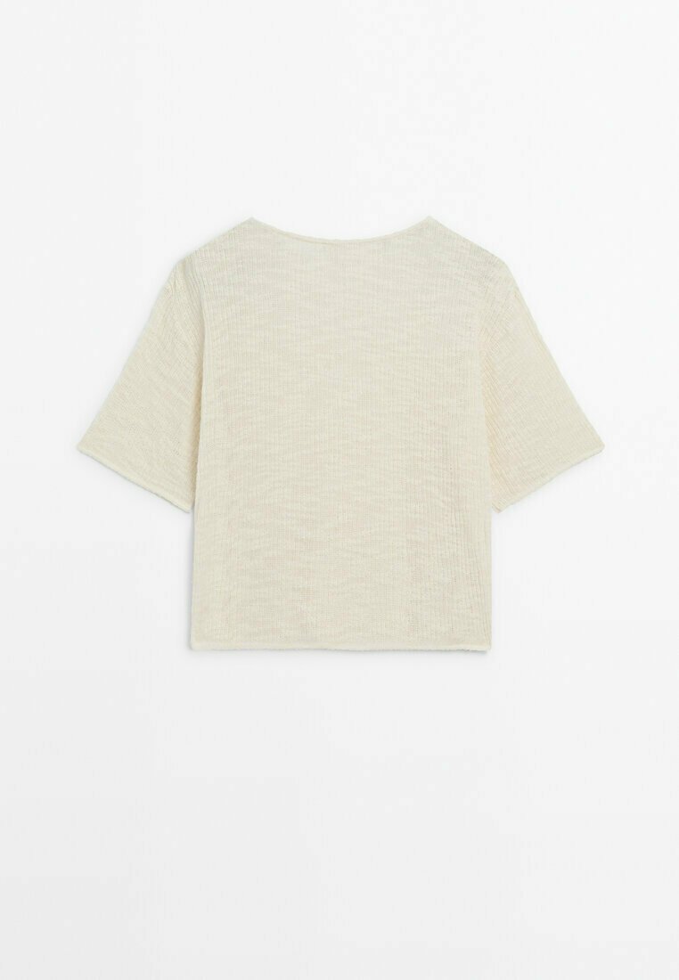 Massimo Dutti Massimo Dutti TEXTURED - Basic T-shirt - beige Bis zu 50% Rabatt