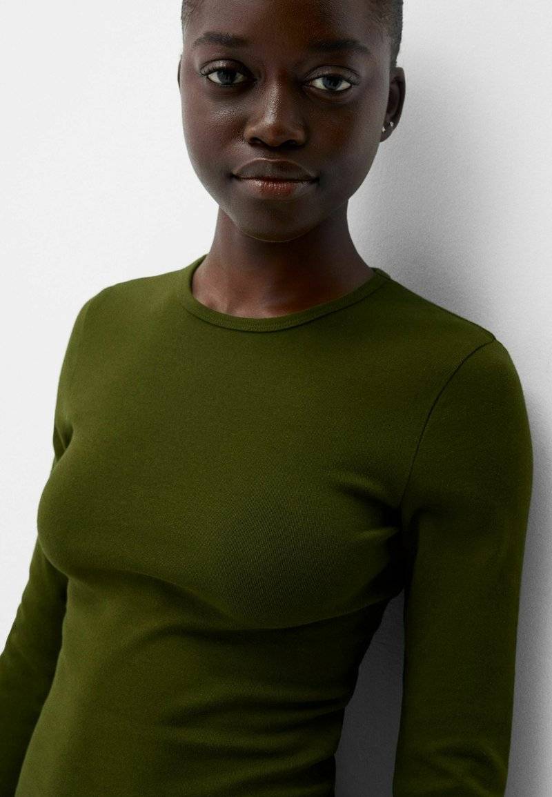 Bershka Bershka LONG SLEEVE - Long sleeved top - green Sonderangebot der Fabrik