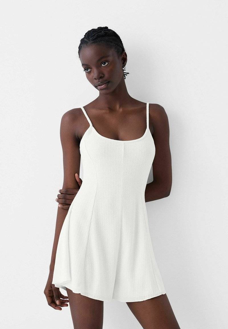 Bershka Bershka PRINTED - PLAYSUIT - Jumpsuit - white 50% Rabatt mit kostenlosem Versand
